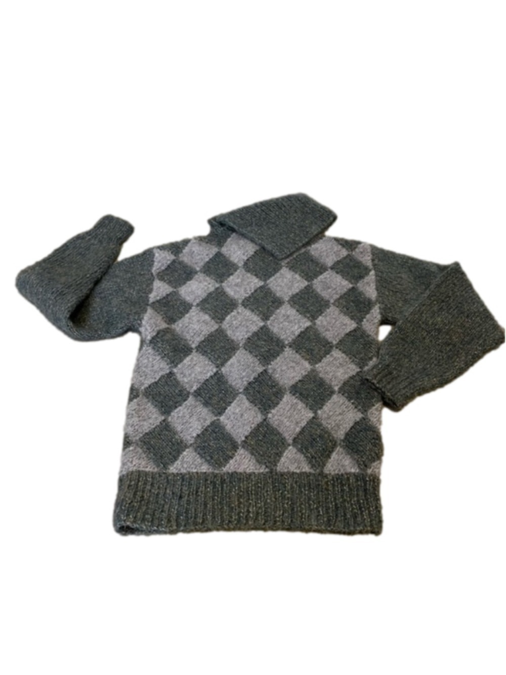 PIERRE CAVALLO Vintage Mohair Blend Diamond Pattern Sweater, S/M - Picture 4 of 10